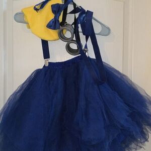 Blue Tulle Skirt with Yellow Bag